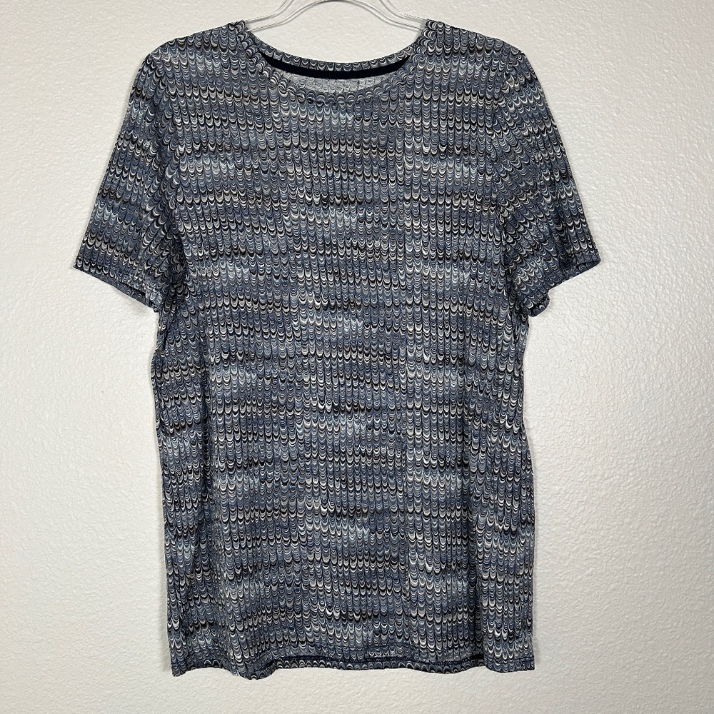 Tory Burch size L short sleeve tee shirt blue brown printed 100% Pima cotton